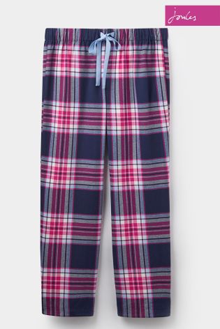 Joules Fleur Navy Check Printed Flannel Pyjama Bottom